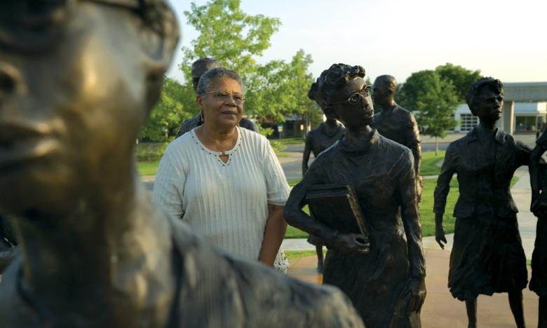 Statue of the Little Rock Nine at the Arkansas Capitol in Little Rock