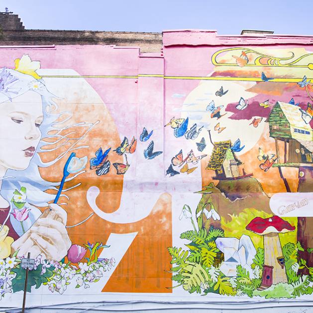 Verna's Dream Mural in Hot Springs, Arkansas, created by Pepe Gaka